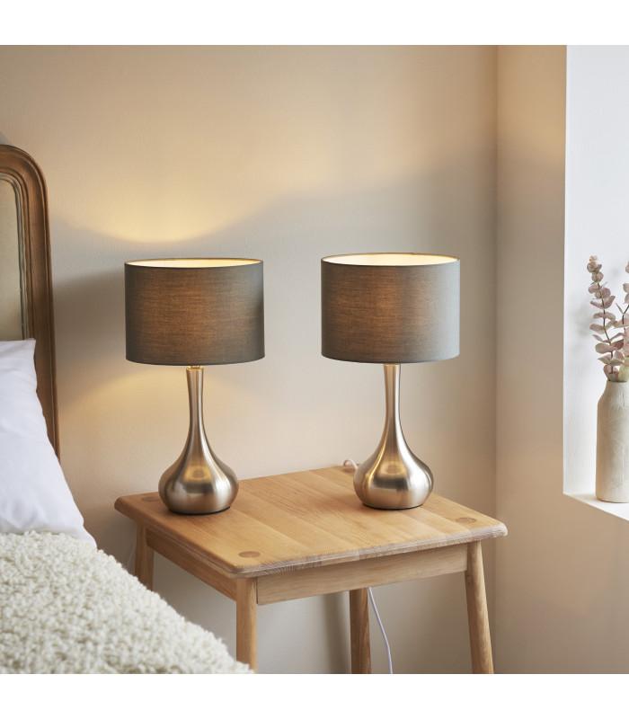 Piccadilly - Twin Pack - Table Lamp Satin Nickel Grey-2