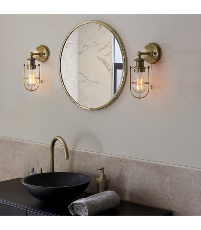 Crew Bathroom Wall Lamp Antique Brass-3