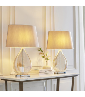 Kew - Twin Pack - Table Lamp Gold Tinted Glass Mink-2