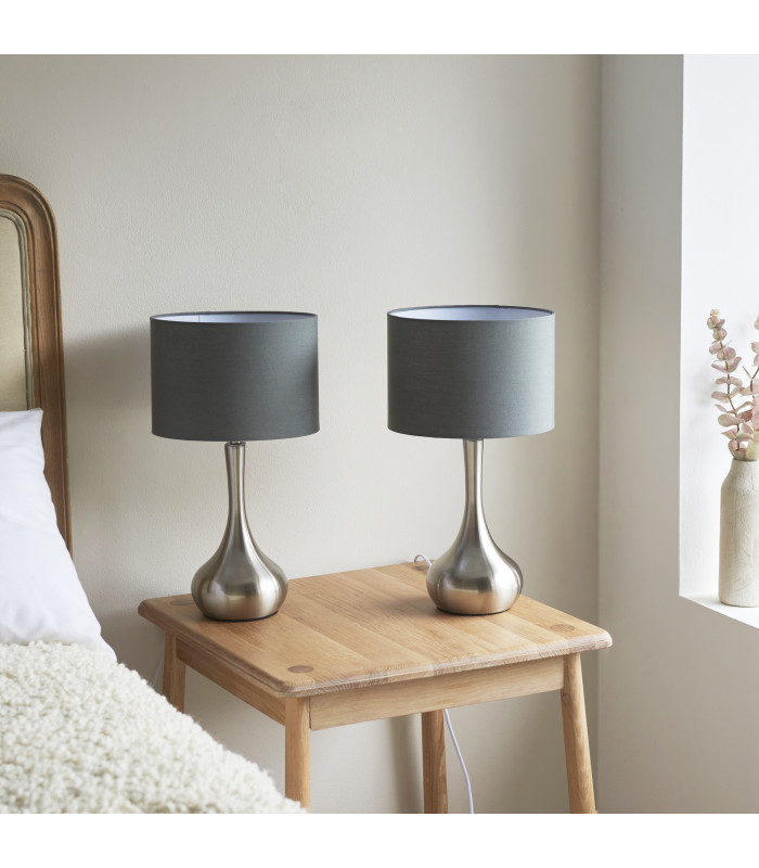 Piccadilly - Twin Pack - Table Lamp Satin Nickel Grey-3