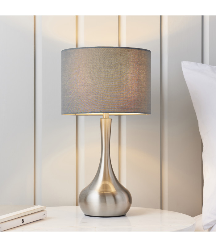 Piccadilly - Twin Pack - Table Lamp Satin Nickel Grey-4