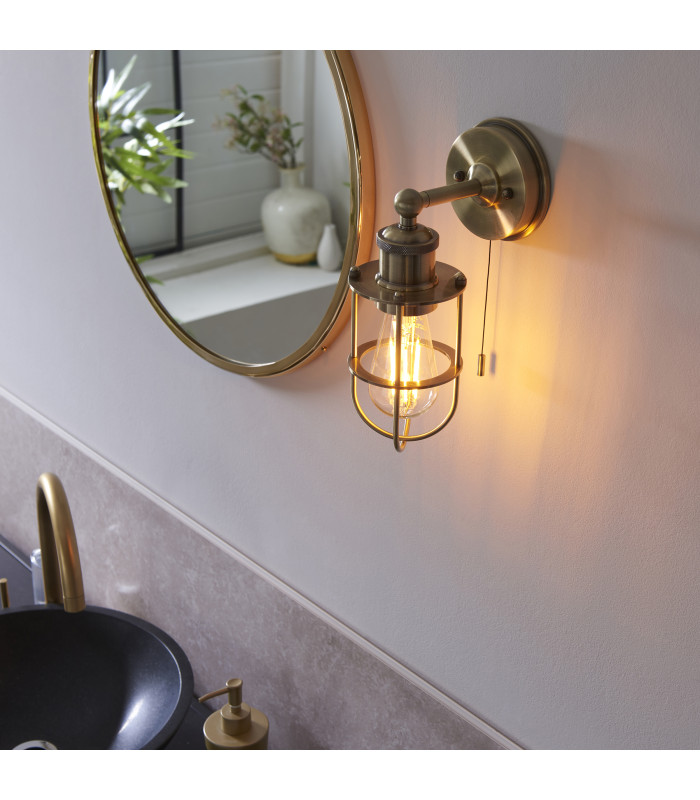 Crew Bathroom Wall Lamp Antique Brass-5