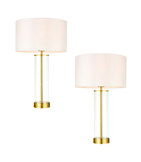 Lessina - Twin Pack - Table Lamp Satin Brass Vintage White-1