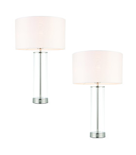 Lessina - Twin Pack - Table Lamp Bright Nickel Vintage White-1