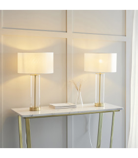 Lessina - Twin Pack - Table Lamp Satin Brass Vintage White-2