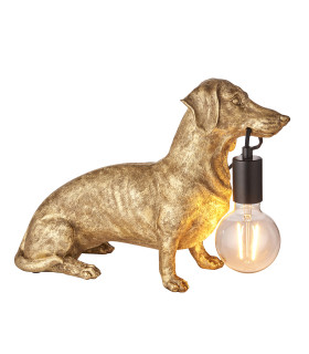 Dachshund Table Lamp Vintage Gold Matt Black-1