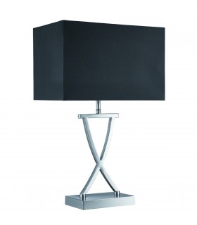 1 Light Table Lamp Satin Silver with Black Shade, E14 - 1