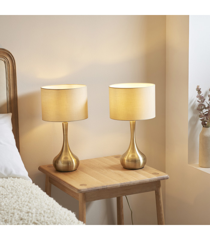 Piccadilly - Twin Pack - Table Lamp Soft Brass Taupe-2