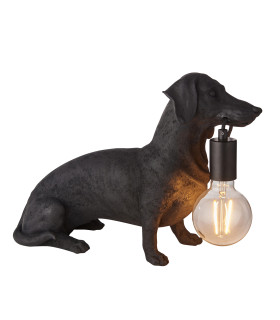 Dachshund Table Lamp Matt Black-1
