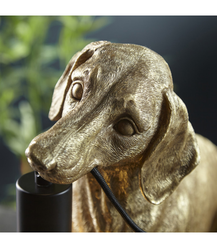 Dachshund Table Lamp Vintage Gold Matt Black-6