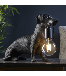 Dachshund Table Lamp Matt Black-2