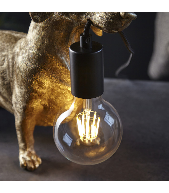 Dachshund Table Lamp Vintage Gold Matt Black-7