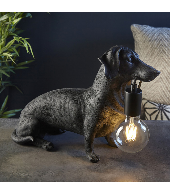 Dachshund Table Lamp Matt Black-4