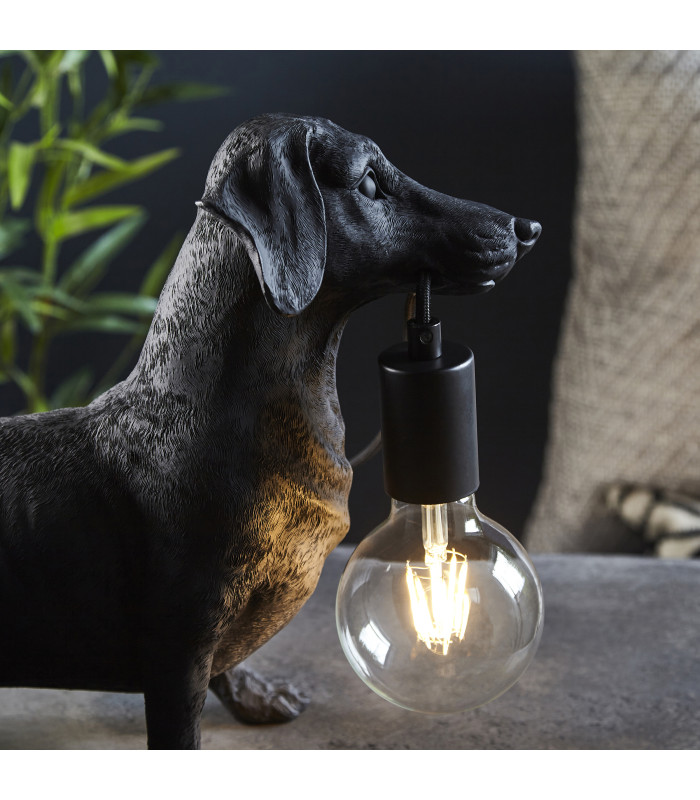 Dachshund Table Lamp Matt Black-5