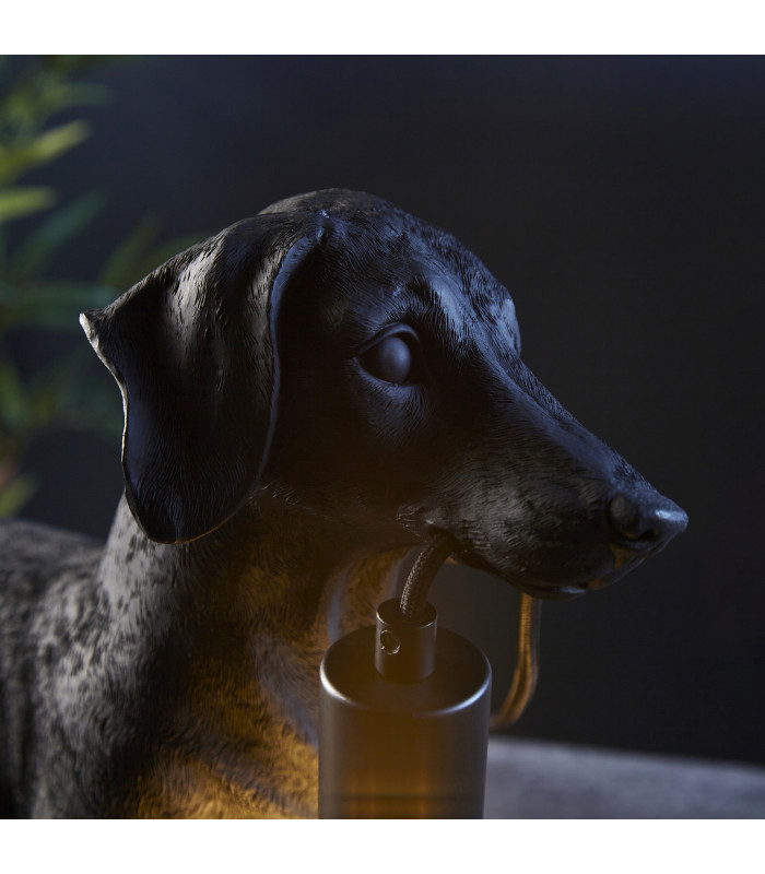 Dachshund Table Lamp Matt Black-6