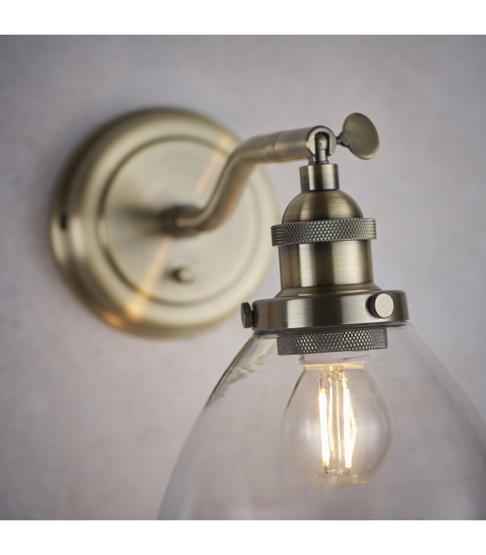 Hansen - Twin Pack - Dome Wall Lamp Antique Brass Clear Glass-4