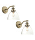 Hansen - Twin Pack - Dome Wall Lamp Antique Brass Clear Glass-7