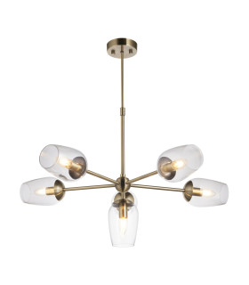 Maeve Multi Arm Pendant Light Antique Brass Clear Glass-1