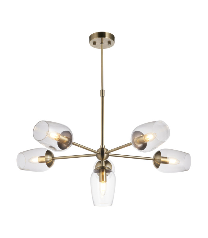 Maeve Multi Arm Pendant Light Antique Brass Clear Glass-1