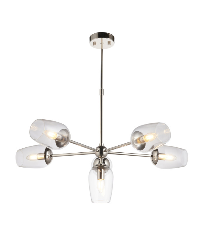 Maeve Multi Arm Pendant Light Bright Nickel Clear Glass-1