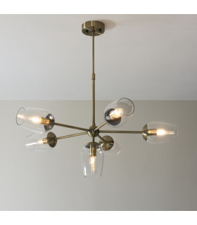 Maeve Multi Arm Pendant Light Antique Brass Clear Glass-2