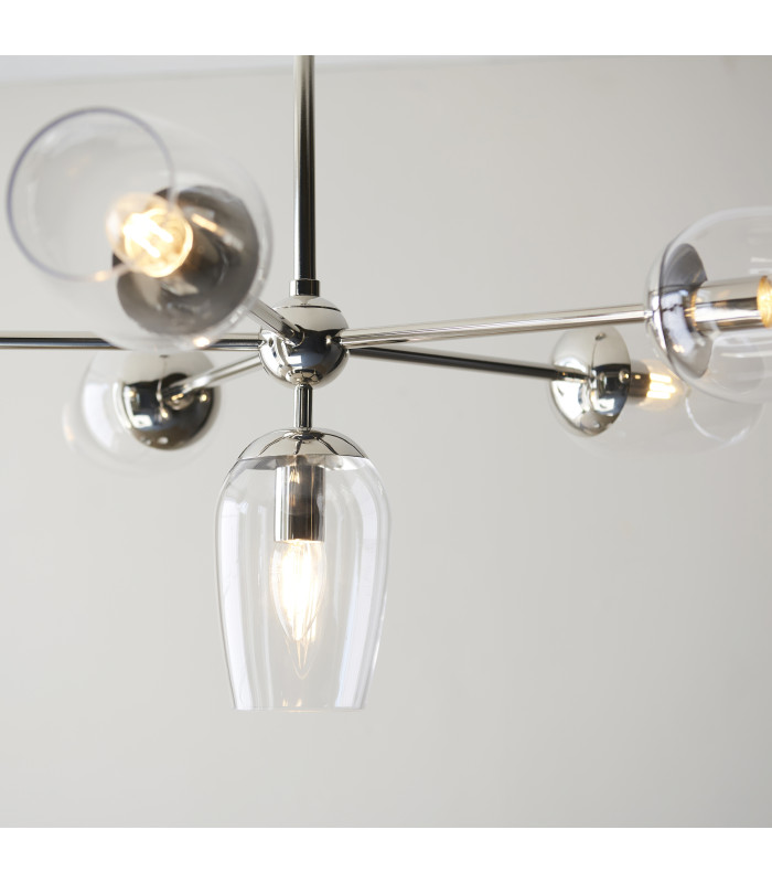 Maeve Multi Arm Pendant Light Bright Nickel Clear Glass-6
