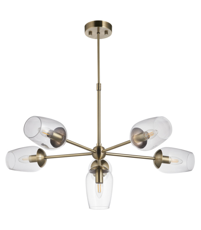 Maeve Multi Arm Pendant Light Antique Brass Clear Glass-8
