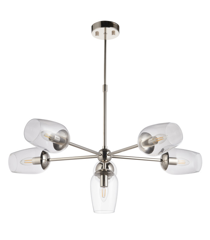 Maeve Multi Arm Pendant Light Bright Nickel Clear Glass-8