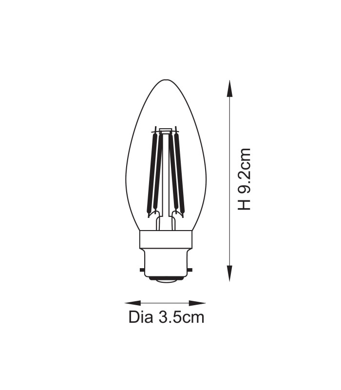 B22 LED filament candle Bulb Clear Glass-3
