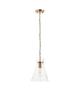 Harlow Dome Pendant Light Brushed Aged Brass Clear Glass-1
