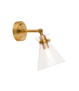 Harlow Dome Wall Lamp Brushed Aged Brass Clear Glass-1