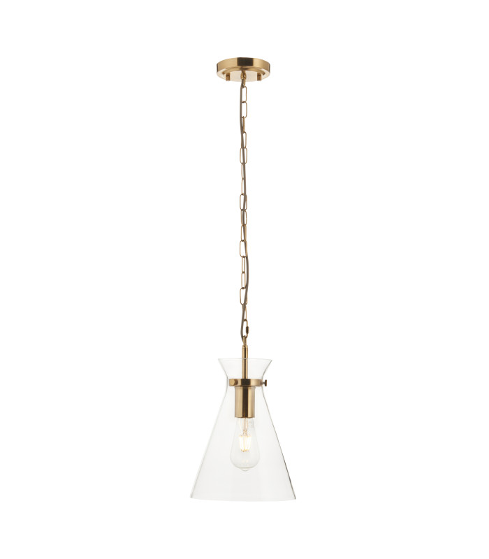 Harlow Dome Pendant Light Brushed Aged Brass Clear Glass-8