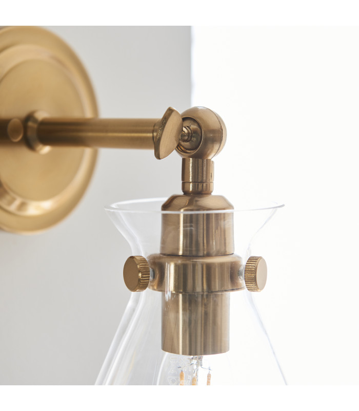 Harlow Dome Wall Lamp Brushed Aged Brass Clear Glass-8