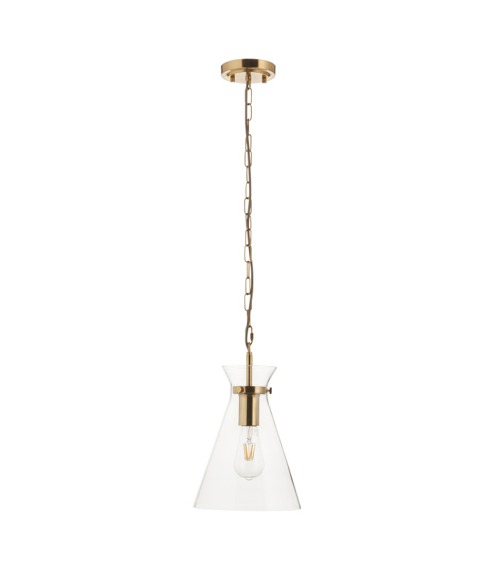 Harlow Dome Pendant Light Brushed Aged Brass Clear Glass-9