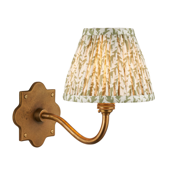 Anvil Curve & Leaf 16cm Wall Lamp Antique Brass Herb Garden Green-1