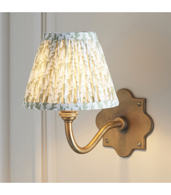 Anvil Curve & Leaf 16cm Wall Lamp Antique Brass Herb Garden Green-2