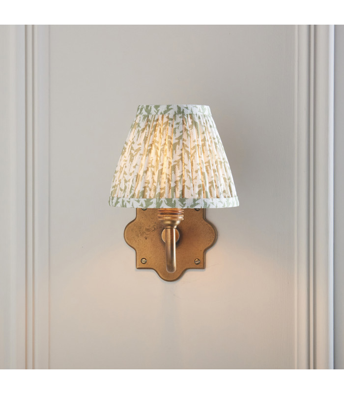 Anvil Curve & Leaf 16cm Wall Lamp Antique Brass Herb Garden Green-3