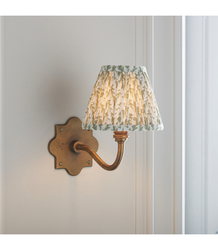 Anvil Curve & Leaf 16cm Wall Lamp Antique Brass Herb Garden Green-4