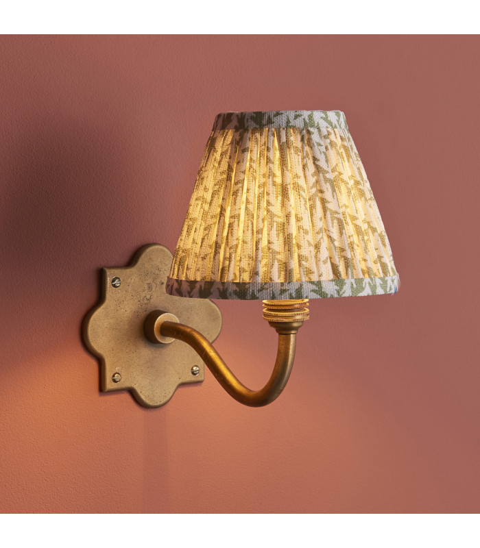 Anvil Curve & Leaf 16cm Wall Lamp Antique Brass Herb Garden Green-5