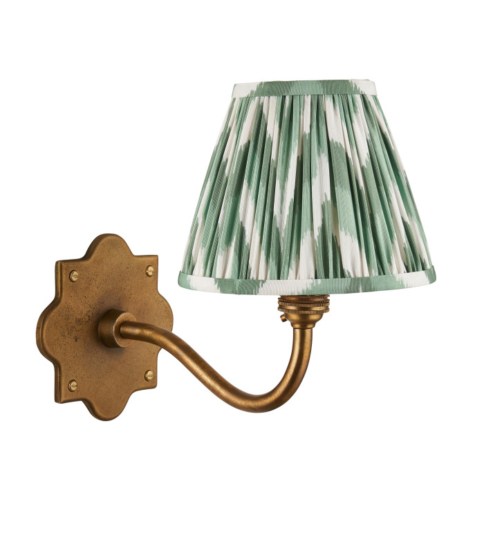 Anvil Curve & Zigzag 16cm Wall Lamp Antique Brass Cotswold Green-9