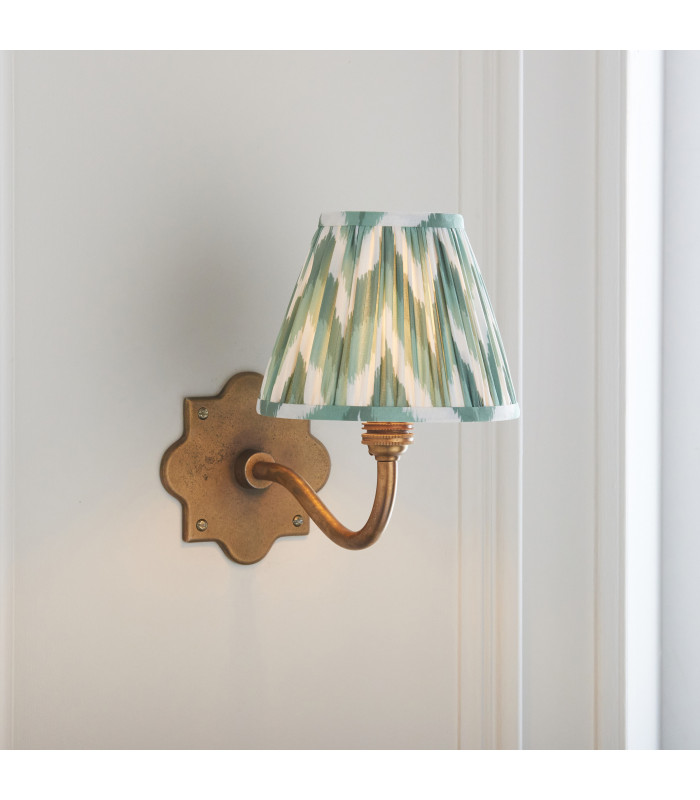 Anvil Curve & Zigzag 16cm Wall Lamp Antique Brass Cotswold Green-4