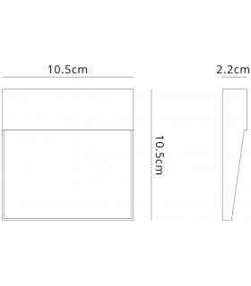 Flush Wall Lamp Small Square, 3W LED, 3000K, 150lm, IP54, Sand White - 2