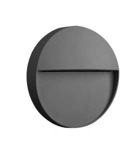 Flush Wall Lamp Small Round, 3W LED, 3000K, 155lm, IP54, Anthracite - 1