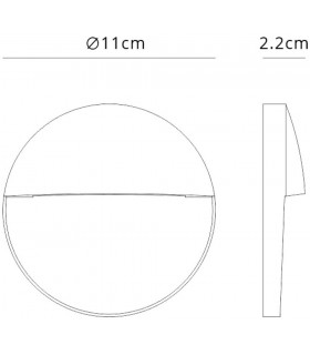 Flush Wall Lamp Small Round, 3W LED, 3000K, 155lm, IP54, Anthracite - 2