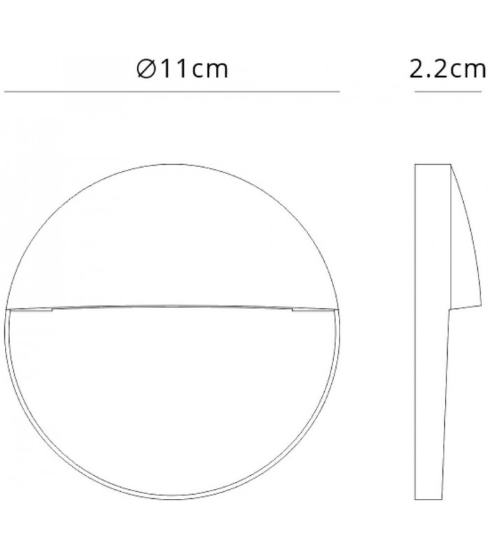 Flush Wall Lamp Small Round, 3W LED, 3000K, 155lm, IP54, Sand White - 2