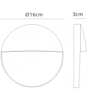 Flush Wall Lamp Large Round, 6W LED, 3000K, 275lm, IP54, Anthracite - 2