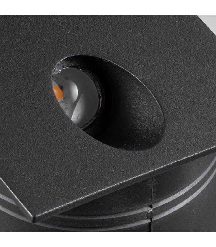 Recessed Wall Lamp Square Angled, 3W LED, 3000K, 210lm, IP65, Sand Black, Driver Included - 4