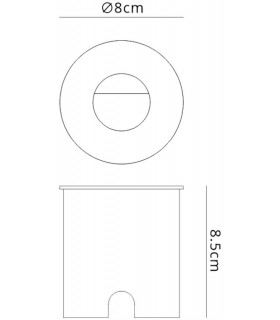 Recessed Wall Lamp Round Eyelid, 3W LED, 3000K, 210lm, IP65, Sand Black, Driver Included - 2