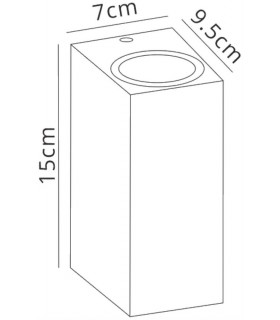 Square Wall Lamp, 2 x GU10, IP54, Sand Black - 2