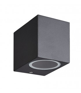 Square Wall Down Lamp, 1 x GU10, IP54, Sand Black - 1